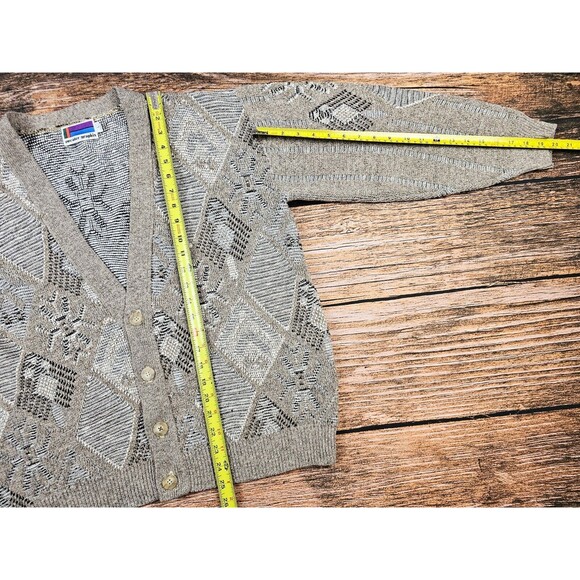 VTG 80’s Sweater Graphix Mens L USA Made Geometric Cardigan Sweater Grandpa EUC - Picture 12 of 12
